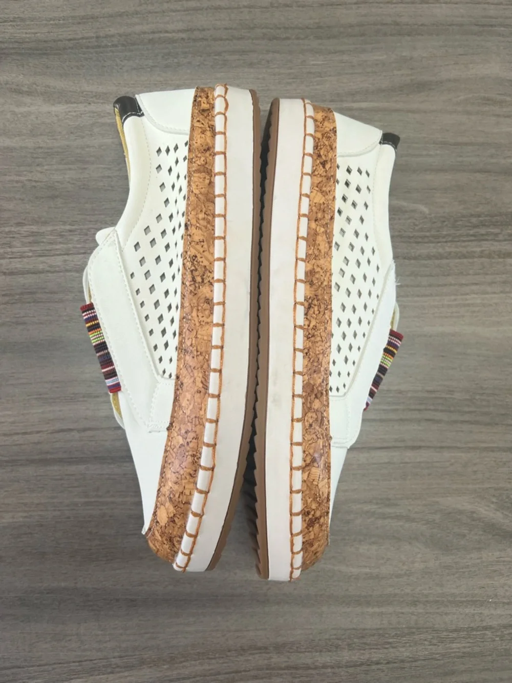 White Perforated Slip-On Espadrille with Striped Elastic Accent